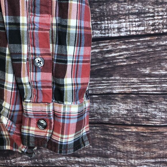 Lucky Brand Mens‎ Multicolor Red Plaid Button Long Sleeve Flannel Size Medium - Picture 5 of 12